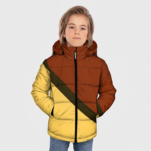 Зимняя куртка для мальчика Желто-красный диагональ / 3D-Черный – фото 3