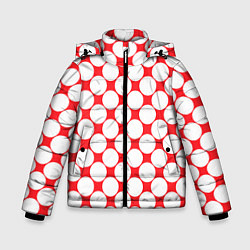 Куртка зимняя для мальчика Узор в красное ретро-яблоко, цвет: 3D-светло-серый