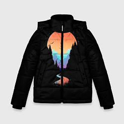 Куртка зимняя для мальчика Неоновое солнце SynthWave, цвет: 3D-черный