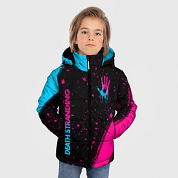 Куртка зимняя для мальчика Death Stranding - neon gradient: надпись, символ, цвет: 3D-черный — фото 2