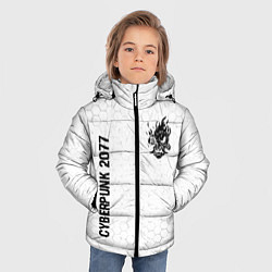 Куртка зимняя для мальчика Cyberpunk 2077 glitch на светлом фоне: надпись, си, цвет: 3D-черный — фото 2