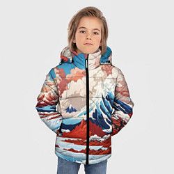 Куртка зимняя для мальчика Пейзаж в Японском ретро стиле, цвет: 3D-светло-серый — фото 2
