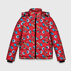 Куртка зимняя для мальчика Мультяшный кривляка, цвет: 3D-черный