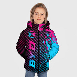 Куртка зимняя для мальчика BYD - neon gradient: по-вертикали, цвет: 3D-черный — фото 2