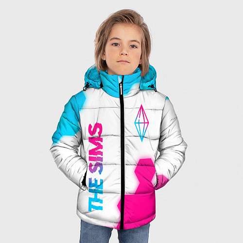 Зимняя куртка для мальчика The Sims neon gradient style: надпись, символ / 3D-Черный – фото 3