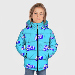 Куртка зимняя для мальчика Синий логотип Кен - паттерн, цвет: 3D-светло-серый — фото 2