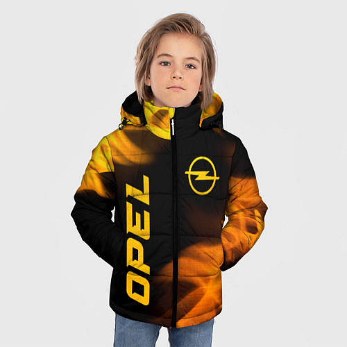 Зимняя куртка для мальчика Opel - gold gradient: надпись, символ / 3D-Черный – фото 3