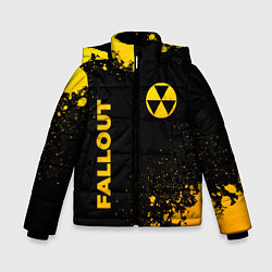 Куртка зимняя для мальчика Fallout - gold gradient: надпись, символ, цвет: 3D-черный