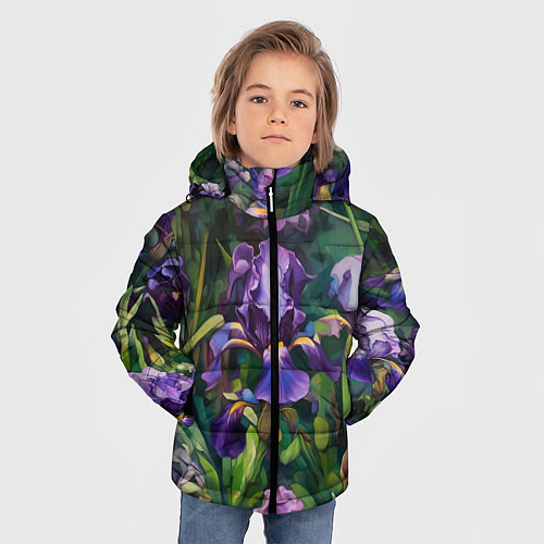 Зимняя куртка для мальчика Ирисы паттерн / 3D-Черный – фото 3