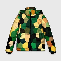 Куртка зимняя для мальчика Мозаика зелёный, цвет: 3D-черный