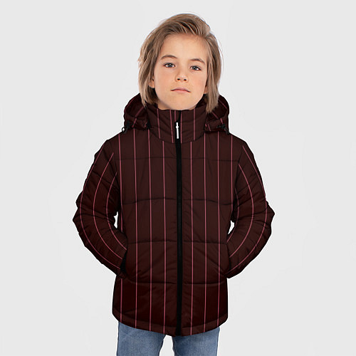 Зимняя куртка для мальчика Полосы тёмно-бордовый / 3D-Черный – фото 3