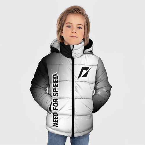 Зимняя куртка для мальчика Need for Speed glitch на светлом фоне: надпись, си / 3D-Черный – фото 3