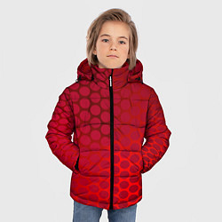 Куртка зимняя для мальчика Сотовый красный градиент, цвет: 3D-светло-серый — фото 2