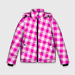 Куртка зимняя для мальчика Розовая клетка Барби, цвет: 3D-черный