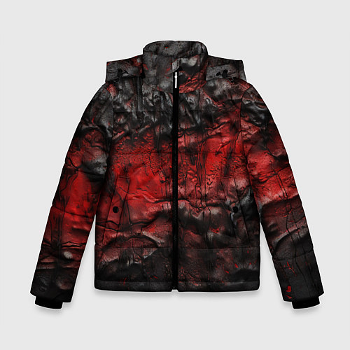 Зимняя куртка для мальчика Объемная красная черная текстура / 3D-Светло-серый – фото 1