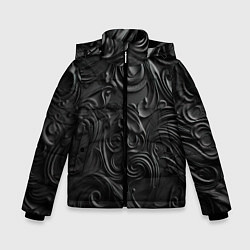 Зимняя куртка для мальчика Черная текстура из кожи с узорами