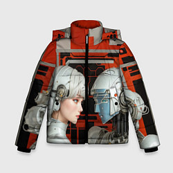 Куртка зимняя для мальчика Футуристические андроиды, цвет: 3D-светло-серый