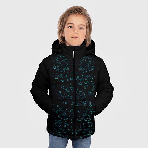 Зимняя куртка для мальчика Абстракция чёрные узоры / 3D-Черный – фото 3
