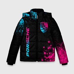 Зимняя куртка для мальчика Porsche - neon gradient: надпись, символ