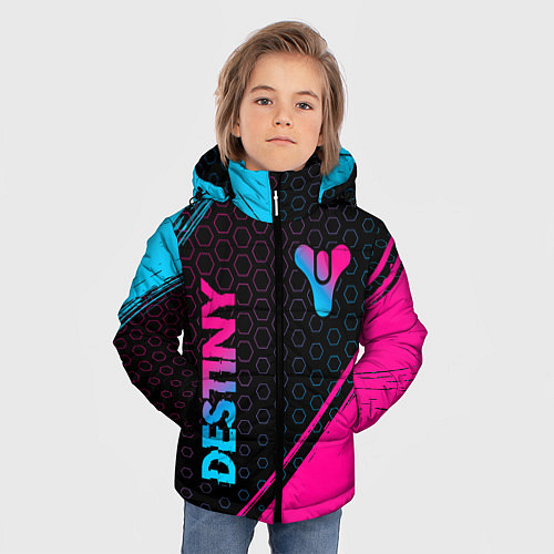 Зимняя куртка для мальчика Destiny - neon gradient: надпись, символ / 3D-Черный – фото 3