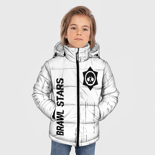 Зимняя куртка для мальчика Brawl Stars glitch на светлом фоне: надпись, симво / 3D-Черный – фото 3