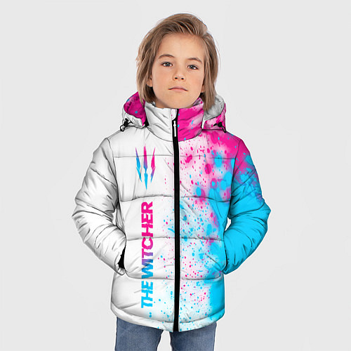 Зимняя куртка для мальчика The Witcher neon gradient style: по-вертикали / 3D-Черный – фото 3