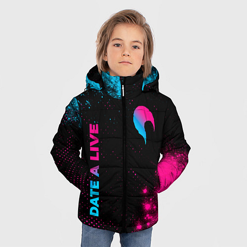 Зимняя куртка для мальчика Date A Live - neon gradient: надпись, символ / 3D-Черный – фото 3