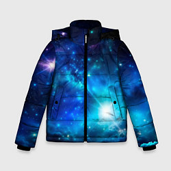 Куртка зимняя для мальчика Звёздный космос чёрно-синий, цвет: 3D-черный