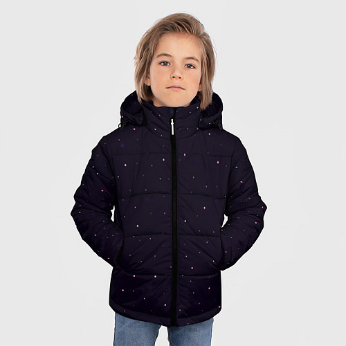 Зимняя куртка для мальчика Абстракция ночь тёмно-фиолетовый / 3D-Черный – фото 3