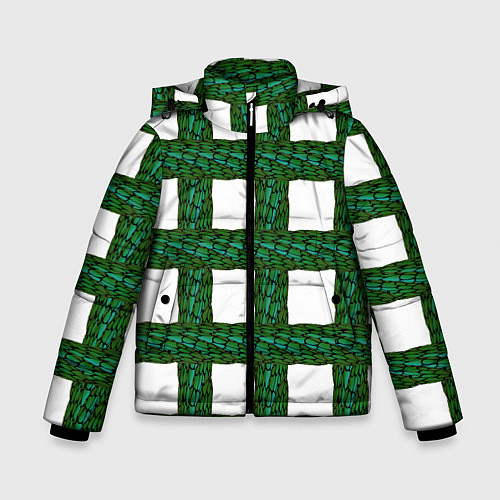 Зимняя куртка для мальчика Зеленые змейки / 3D-Светло-серый – фото 1