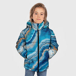 Куртка зимняя для мальчика Текстура голубого океанического агата, цвет: 3D-красный — фото 2