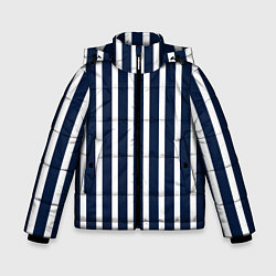 Куртка зимняя для мальчика Полосы тёмно-синие морской, цвет: 3D-светло-серый