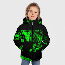 Куртка зимняя для мальчика Зеленый светящийся дым, цвет: 3D-черный — фото 2