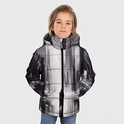Куртка зимняя для мальчика Большой мрачный город с силуэтом человека, цвет: 3D-светло-серый — фото 2