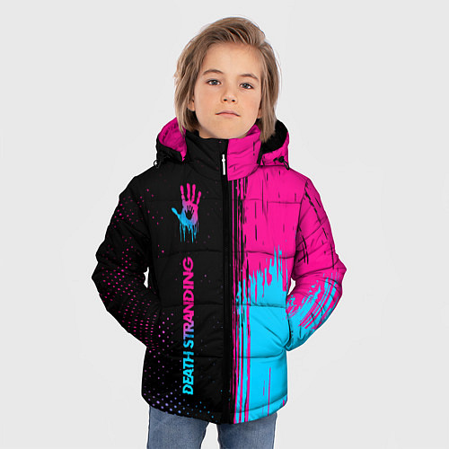 Зимняя куртка для мальчика Death Stranding - neon gradient: по-вертикали / 3D-Черный – фото 3