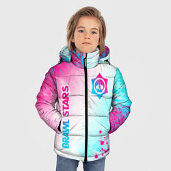 Куртка зимняя для мальчика Brawl Stars neon gradient style: надпись, символ, цвет: 3D-черный — фото 2