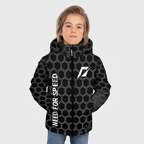 Зимняя куртка для мальчика Need for Speed glitch на темном фоне: надпись, сим / 3D-Черный – фото 3