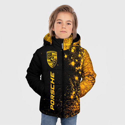 Зимняя куртка для мальчика Porsche - gold gradient: по-вертикали / 3D-Черный – фото 3