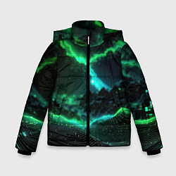 Куртка зимняя для мальчика Цифровая флора, цвет: 3D-черный