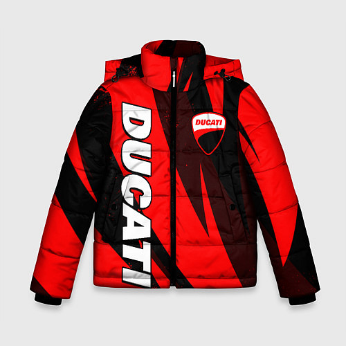Зимняя куртка для мальчика Ducati - красные волны / 3D-Светло-серый – фото 1