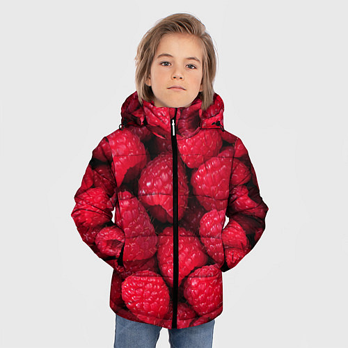 Зимняя куртка для мальчика Малина - паттерн / 3D-Черный – фото 3