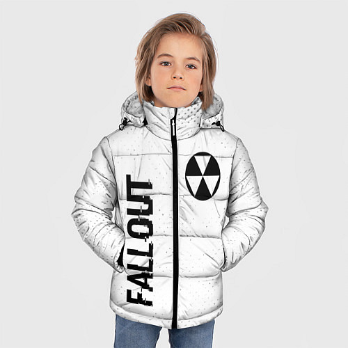 Зимняя куртка для мальчика Fallout glitch на светлом фоне: надпись, символ / 3D-Черный – фото 3