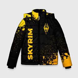 Куртка зимняя для мальчика Skyrim - gold gradient: надпись, символ, цвет: 3D-черный