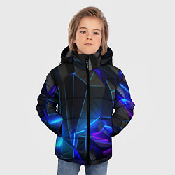 Куртка зимняя для мальчика Неоновые частицы, цвет: 3D-светло-серый — фото 2