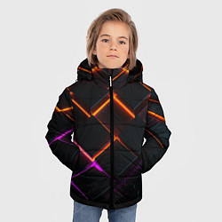 Куртка зимняя для мальчика Неоновые световые плиты, цвет: 3D-черный — фото 2
