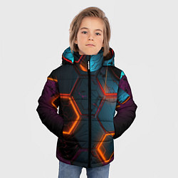 Куртка зимняя для мальчика Неоновые оранжевые плиты, цвет: 3D-красный — фото 2