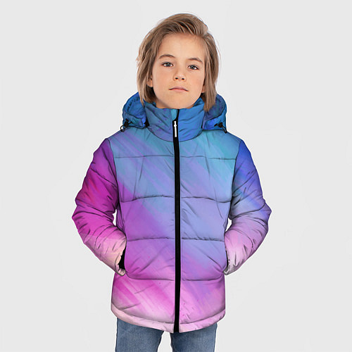 Зимняя куртка для мальчика Абстрактная текстура акварельного градиента / 3D-Красный – фото 3