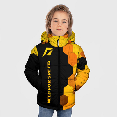 Зимняя куртка для мальчика Need for Speed - gold gradient: по-вертикали / 3D-Черный – фото 3