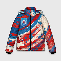 Зимняя куртка для мальчика Герб России и брызги краски
