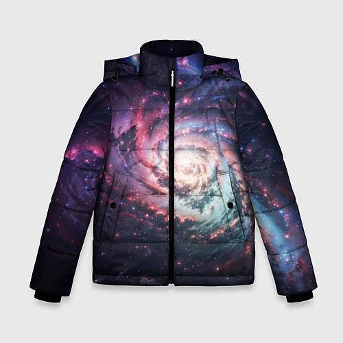 Зимняя куртка для мальчика Спиральная галактика в космосе / 3D-Светло-серый – фото 1